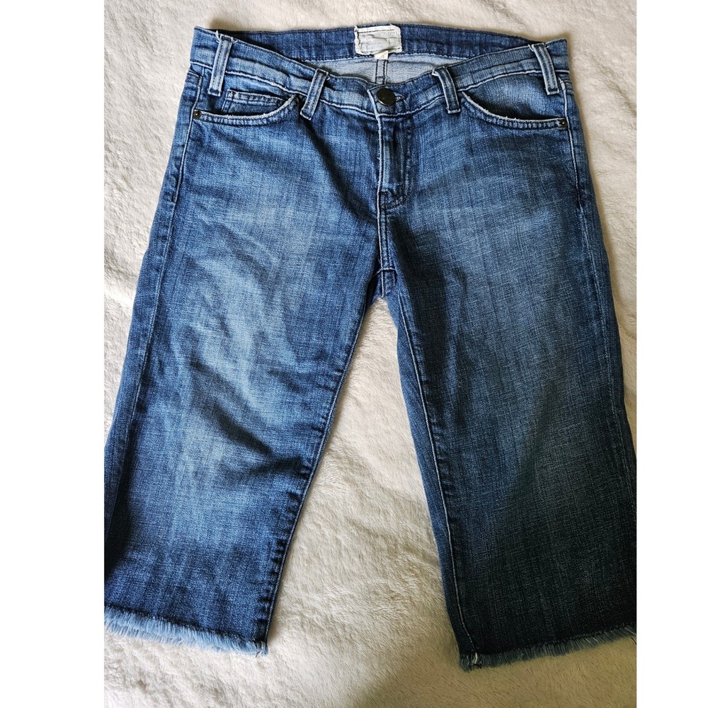 Current/Elliott Denim‎ Jean Shorts Frayed Hem Bermuda Blue Women's Size 28